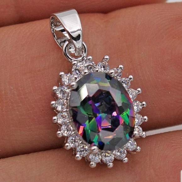 Jewelry - 18K White Gold Filled Mystic Topaz Pendant